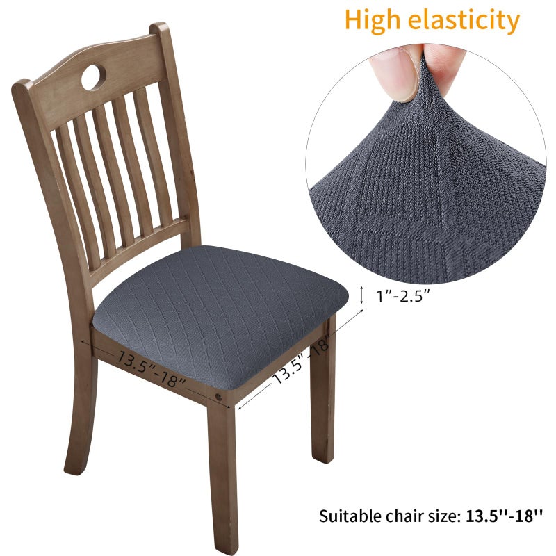 Fuloon Stretch Chair Seat Covers 4 PCS, Removable Washable Dining Chair Covers Anti-Dust Dining Room Seat Cushion Slipcovers (4, Gray) - Image 3